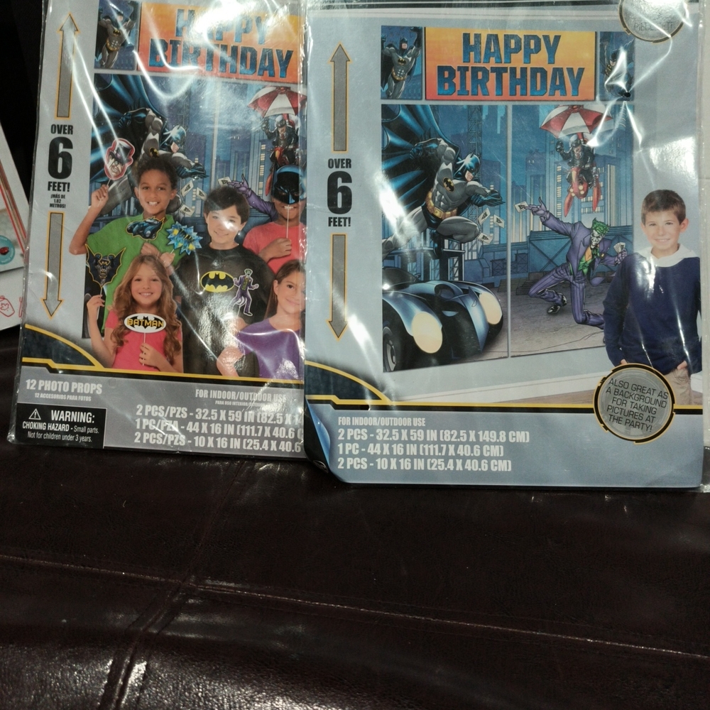Amscan Superhero Birthday Party Backdrop Set - Blue and Black